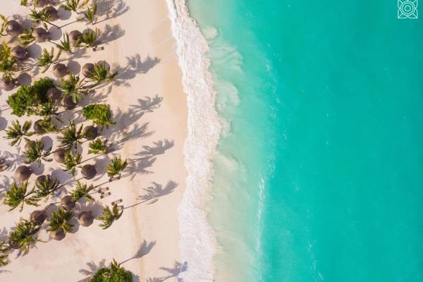 Aerial view of Zuri Zanzibar beach and water
