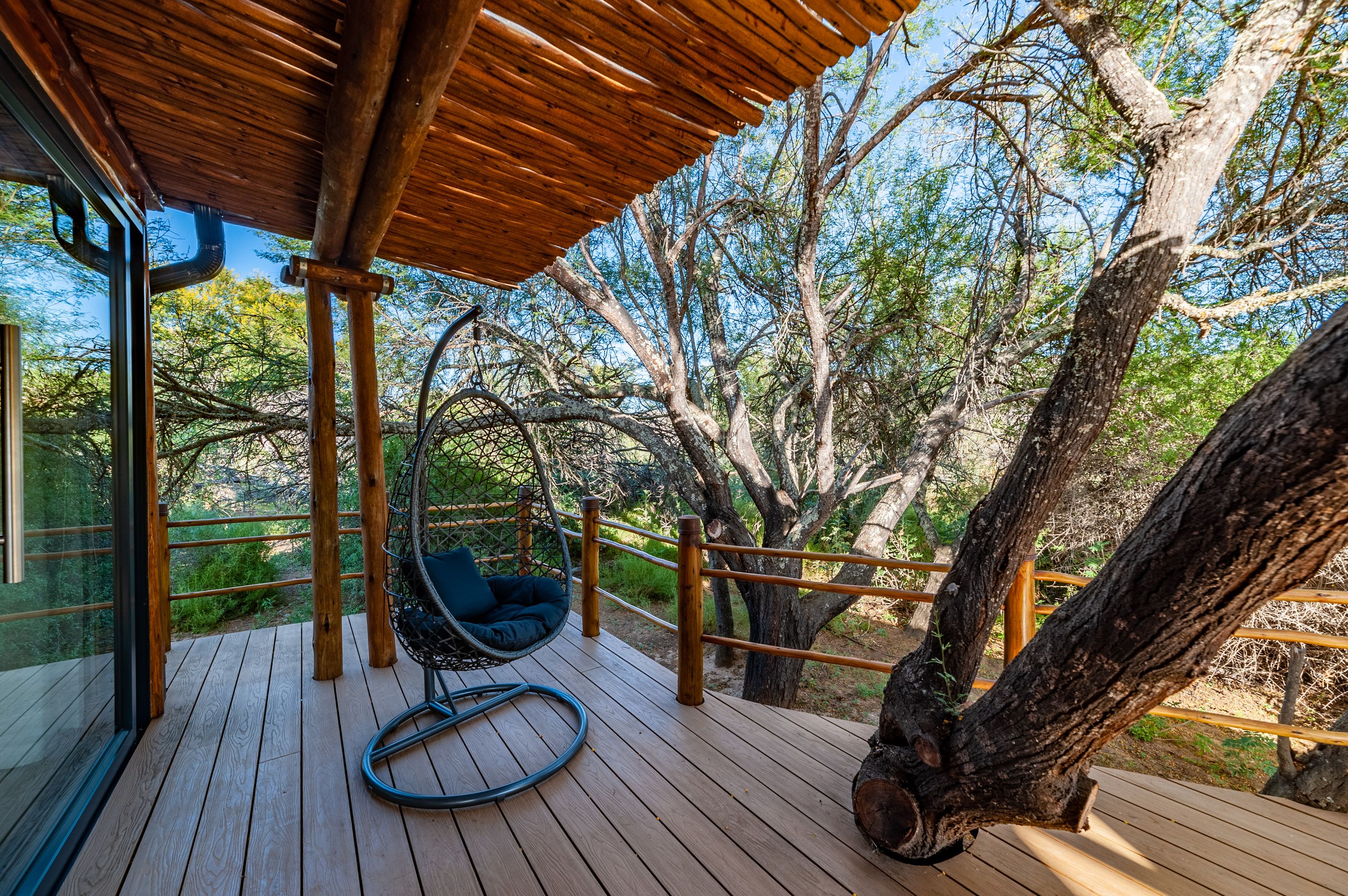 Mont Eco Private deck with a swining egg chair