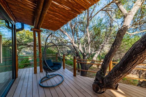 Mont Eco Private deck with a swining egg chair
