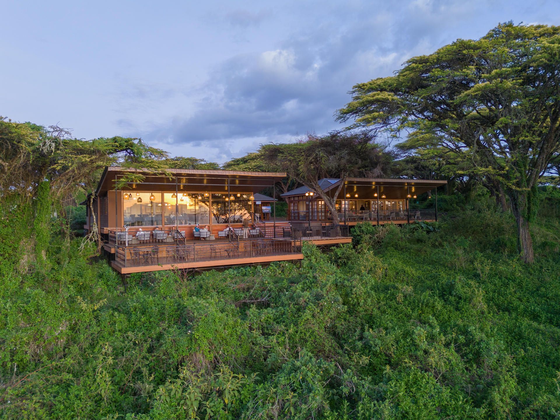 Ngorongoro wooden chalet in the lush landscape of the East rim of the Ngorongoro crater