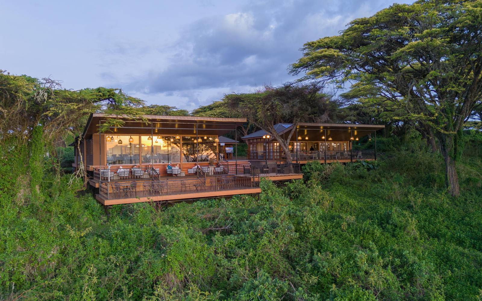 Ngorongoro wooden chalet in the lush landscape of the East rim of the Ngorongoro crater