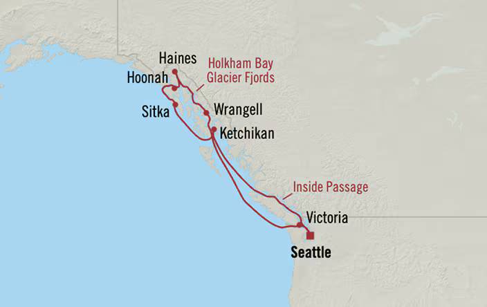 Glaciers of Alaska Itinerary Map