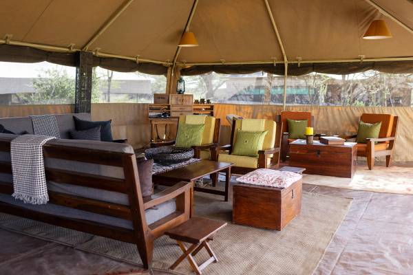 Ndutu Wilderness Camp luxury tented lounge area