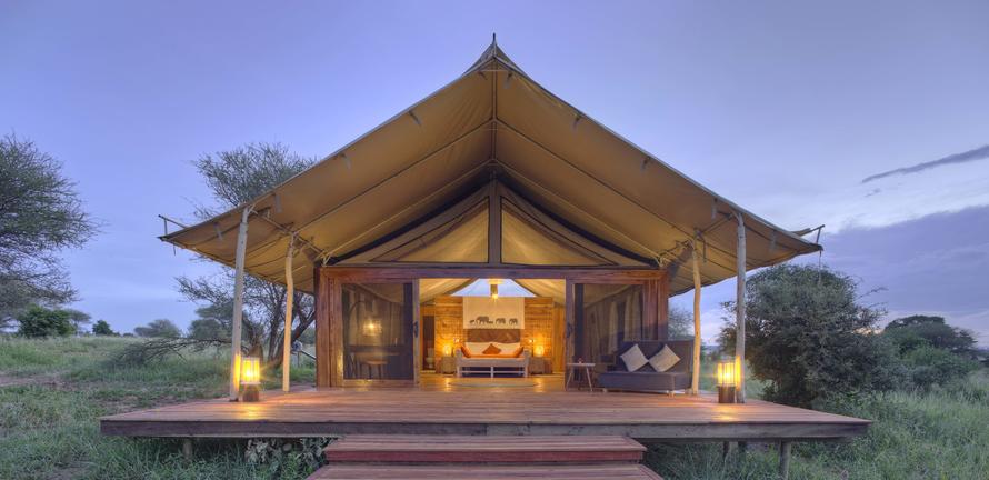 Luxury tent on wooden platform