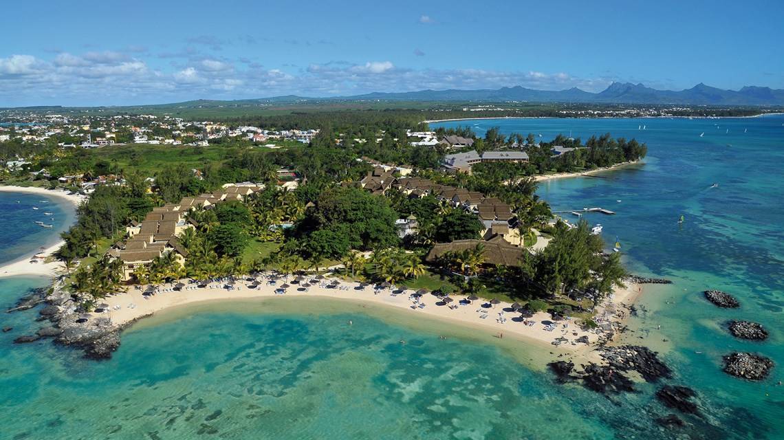 A view from the sky of Le Canonnier Beachcomber resort in Mauritius.