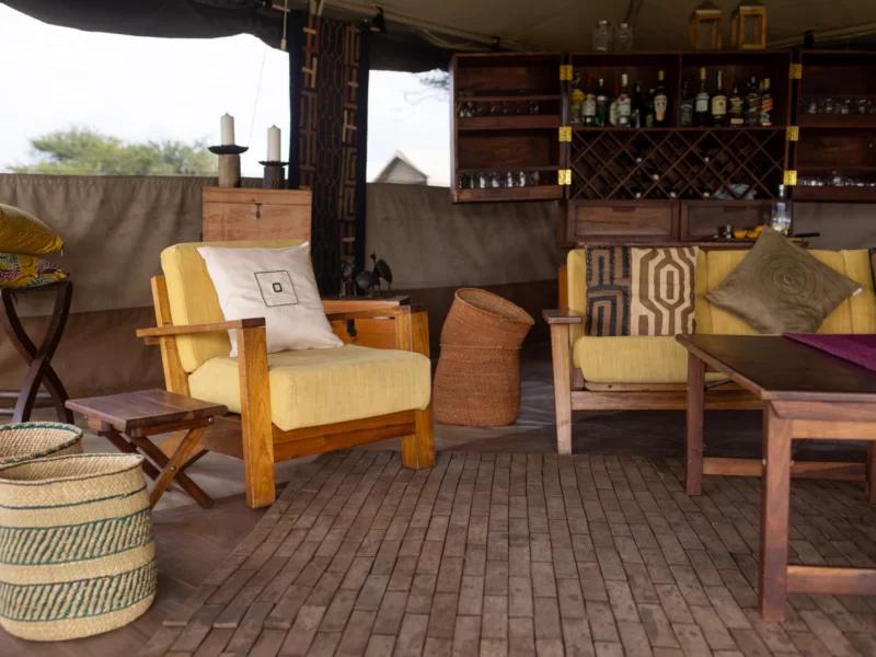 Armchair and sofa in lounge area