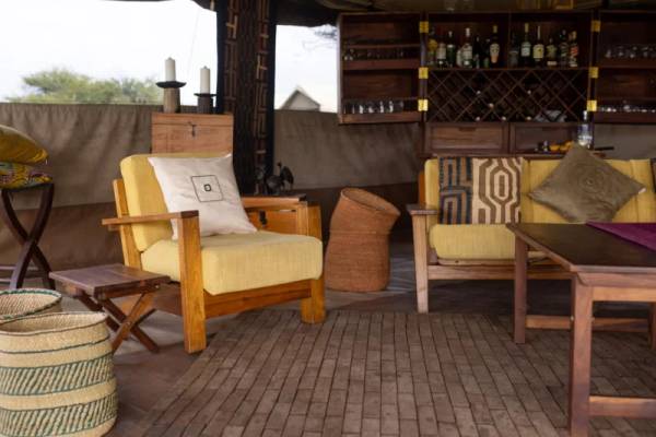 Armchair and sofa in lounge area