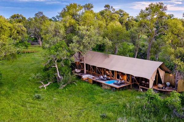 Tuludi tented suite surrounded by trees and lush grassland