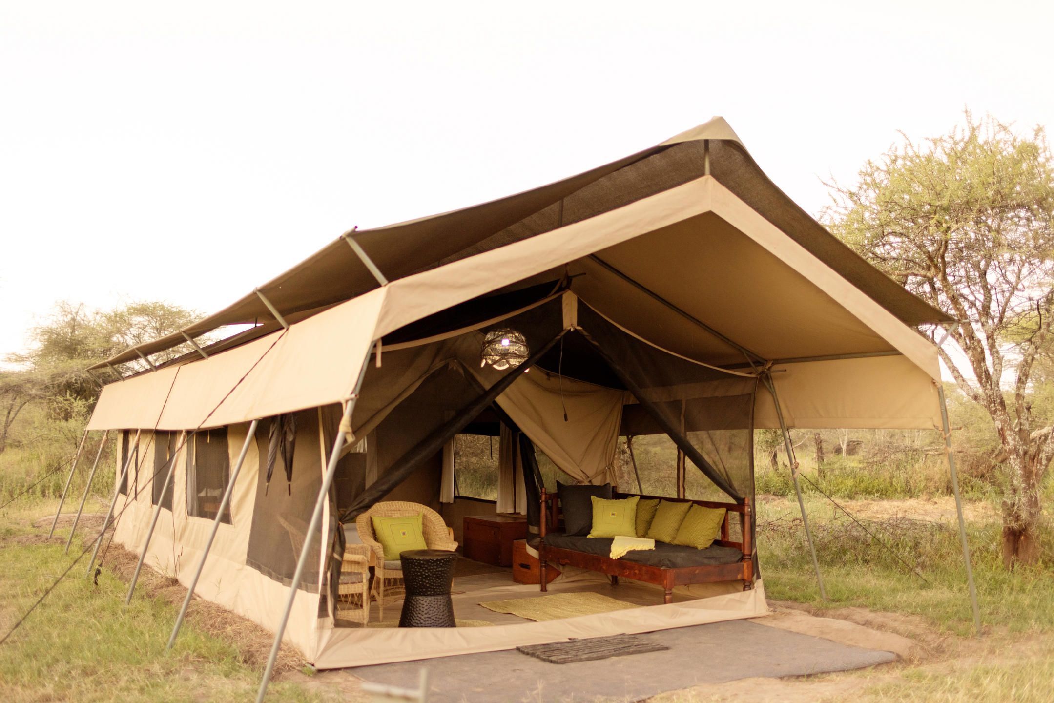 Luxury tented camp with front patio