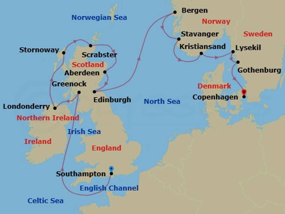 Itinerary Map (Castles of Ice & Stone)