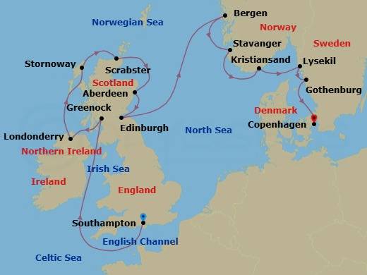 Itinerary Map (Castles of Ice & Stone)