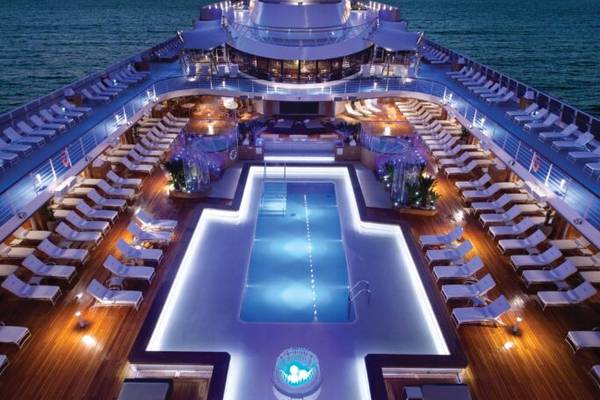 Marina Pool Deck – Expansive sun loungers with sweeping sea views