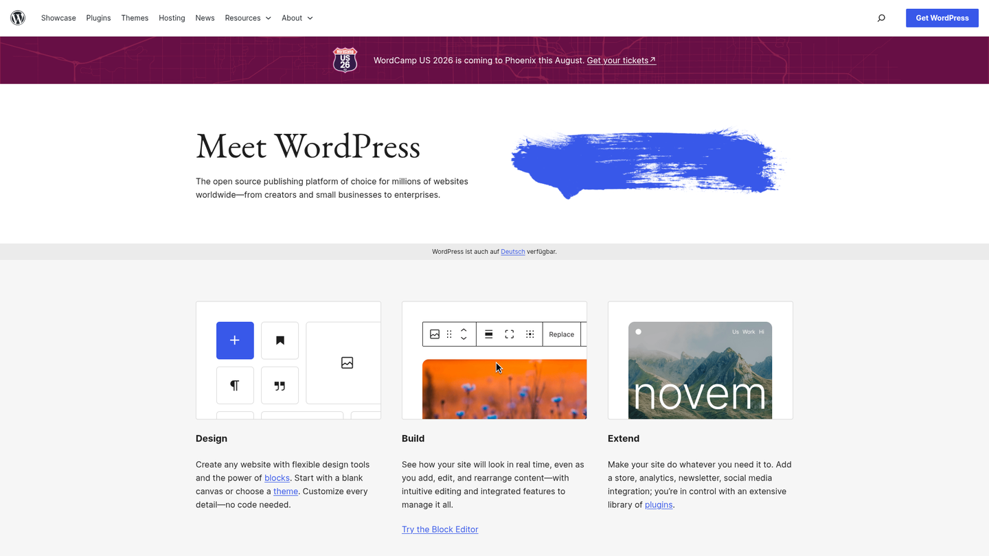 Screenshot of https://wordpress.org