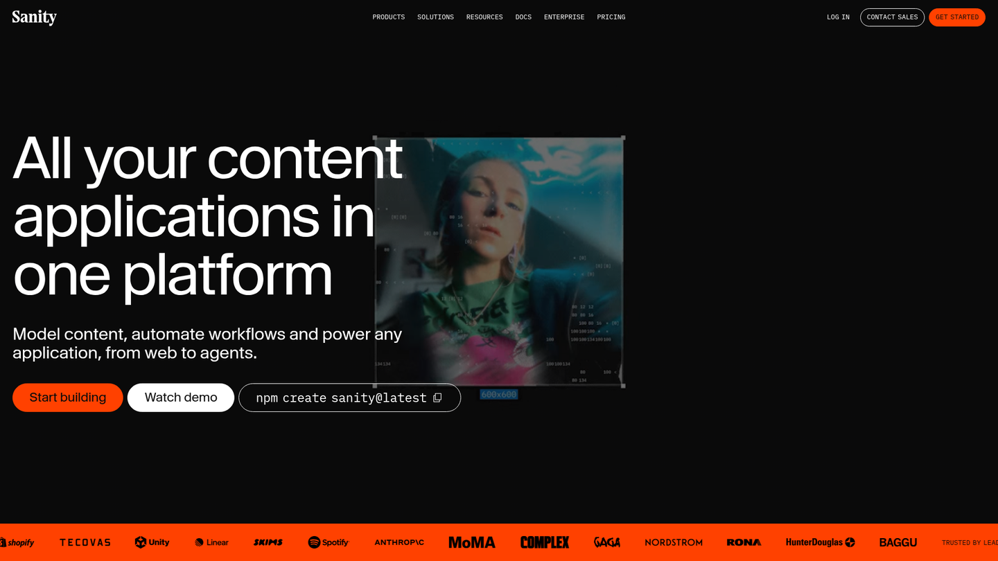 Screenshot of https://www.sanity.io
