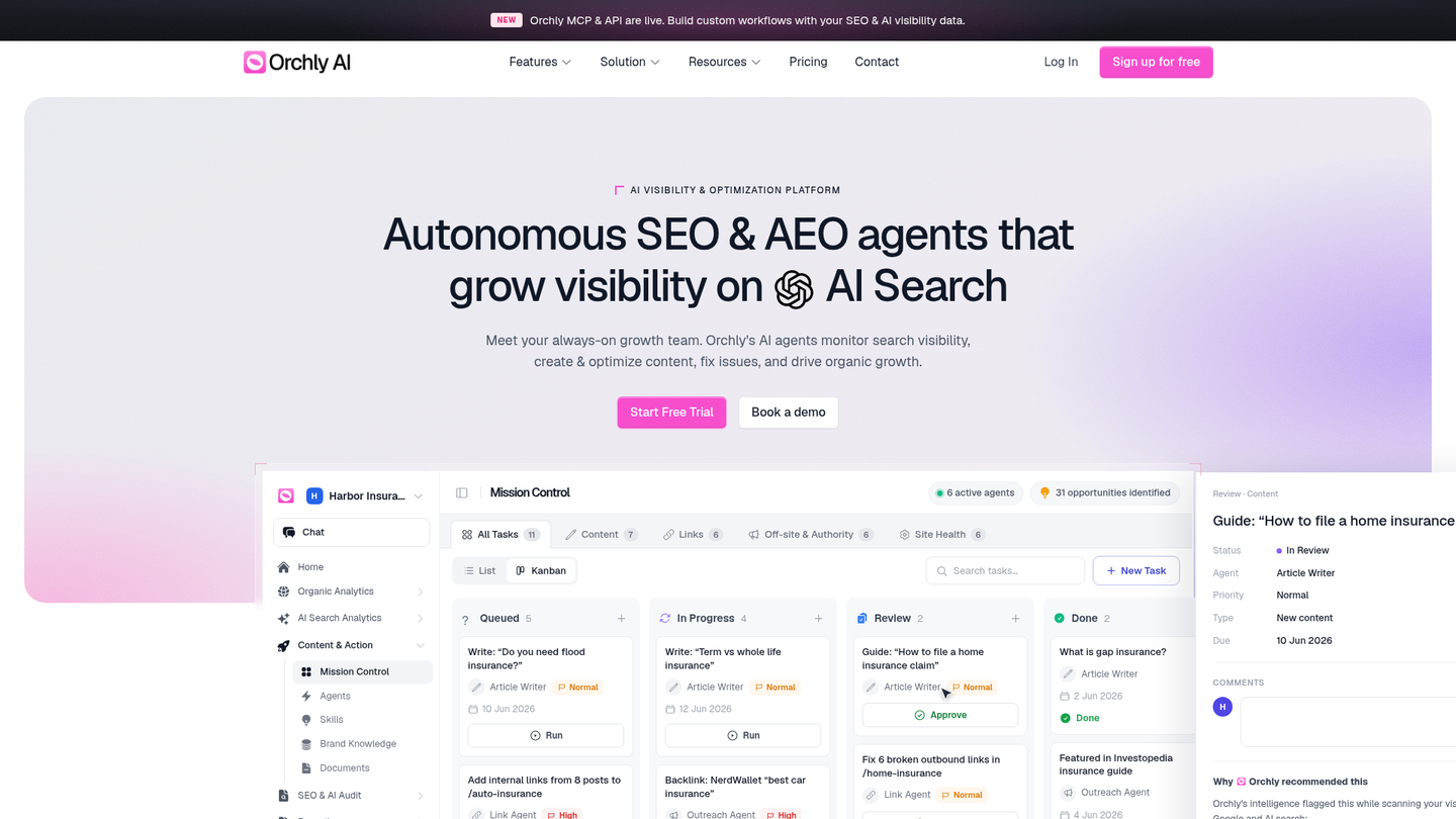 Screenshot of https://orchly.ai