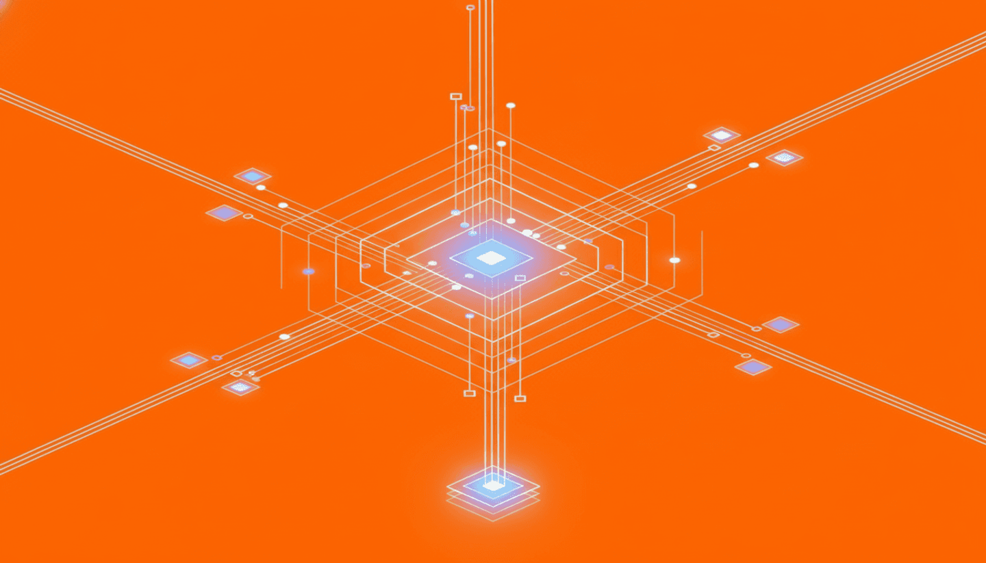 A modern abstract visualization of AI search engine architecture showing multiple parallel data streams branching out from a single query point, flowing through layers of content filtering and retrieval systems, converging into a synthesized output. Use a clean tech aesthetic with gradients of blue, purple, and white. Show interconnected nodes, data pathways, and information flow in a futuristic diagram style without any text or letters.