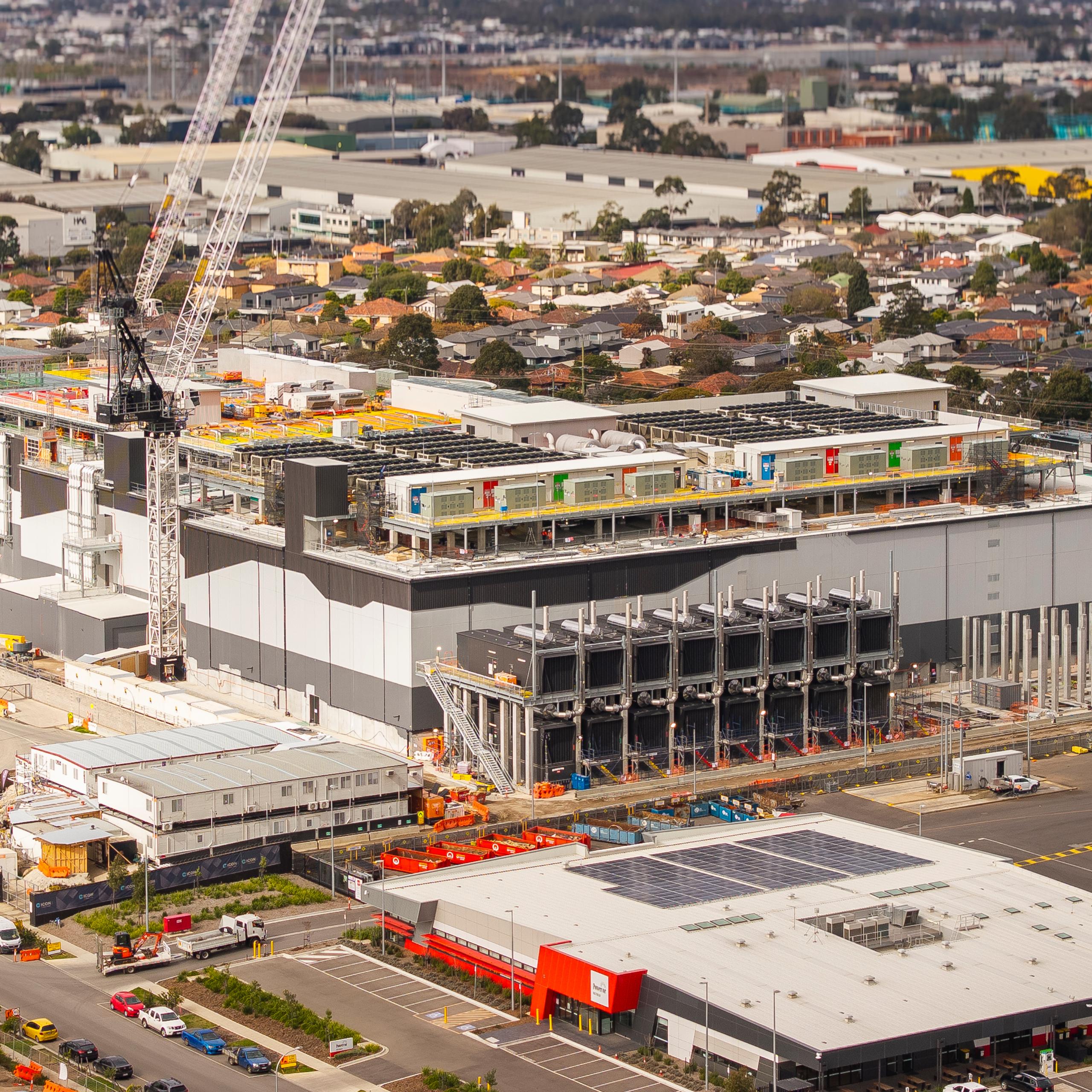 Aerial view of a data centre under construction