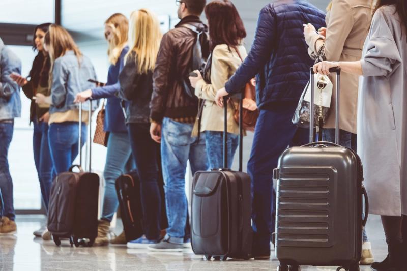 Travelers waiting at the airport
