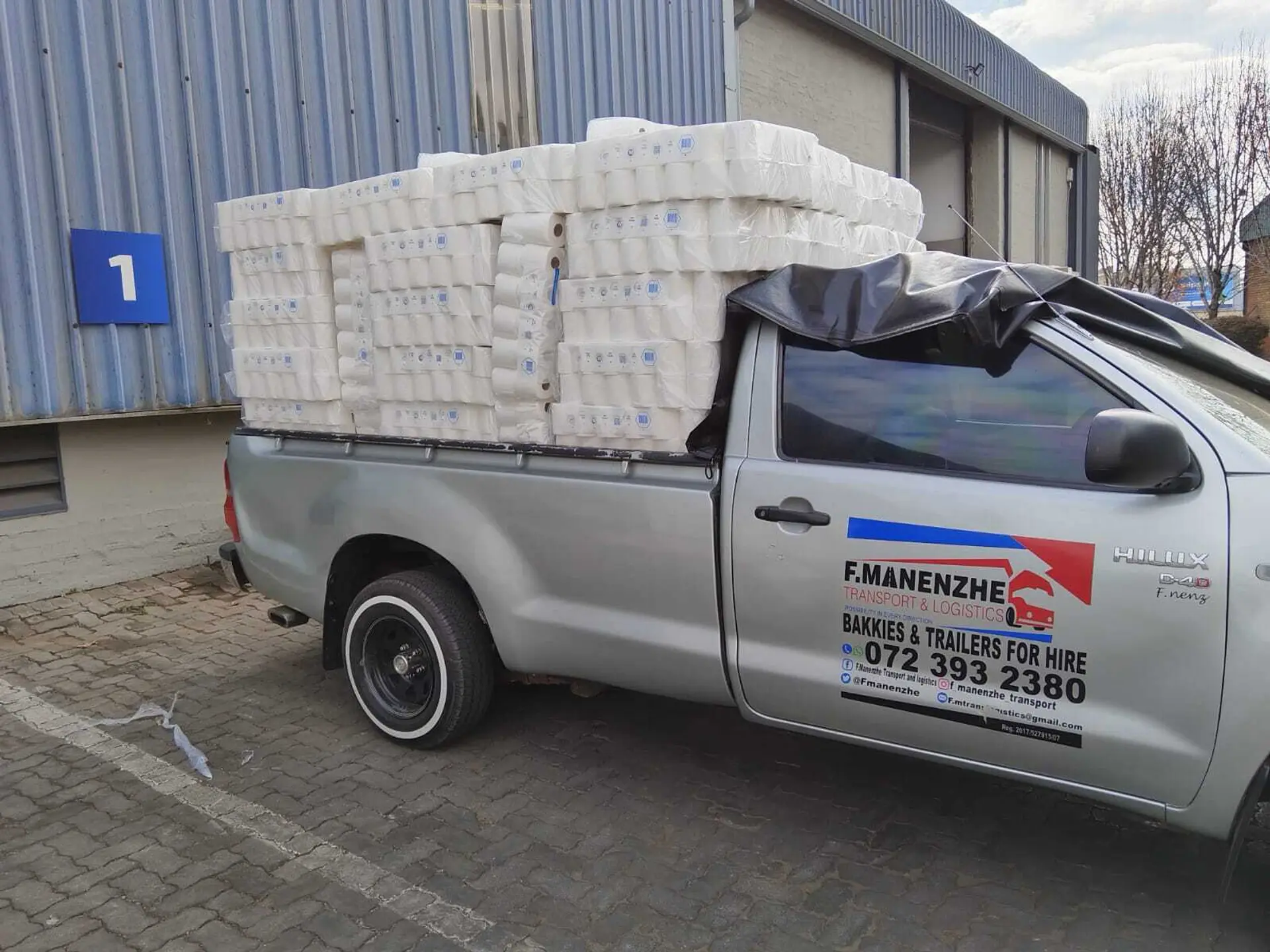 Bakkie fully loaded with toilet paper