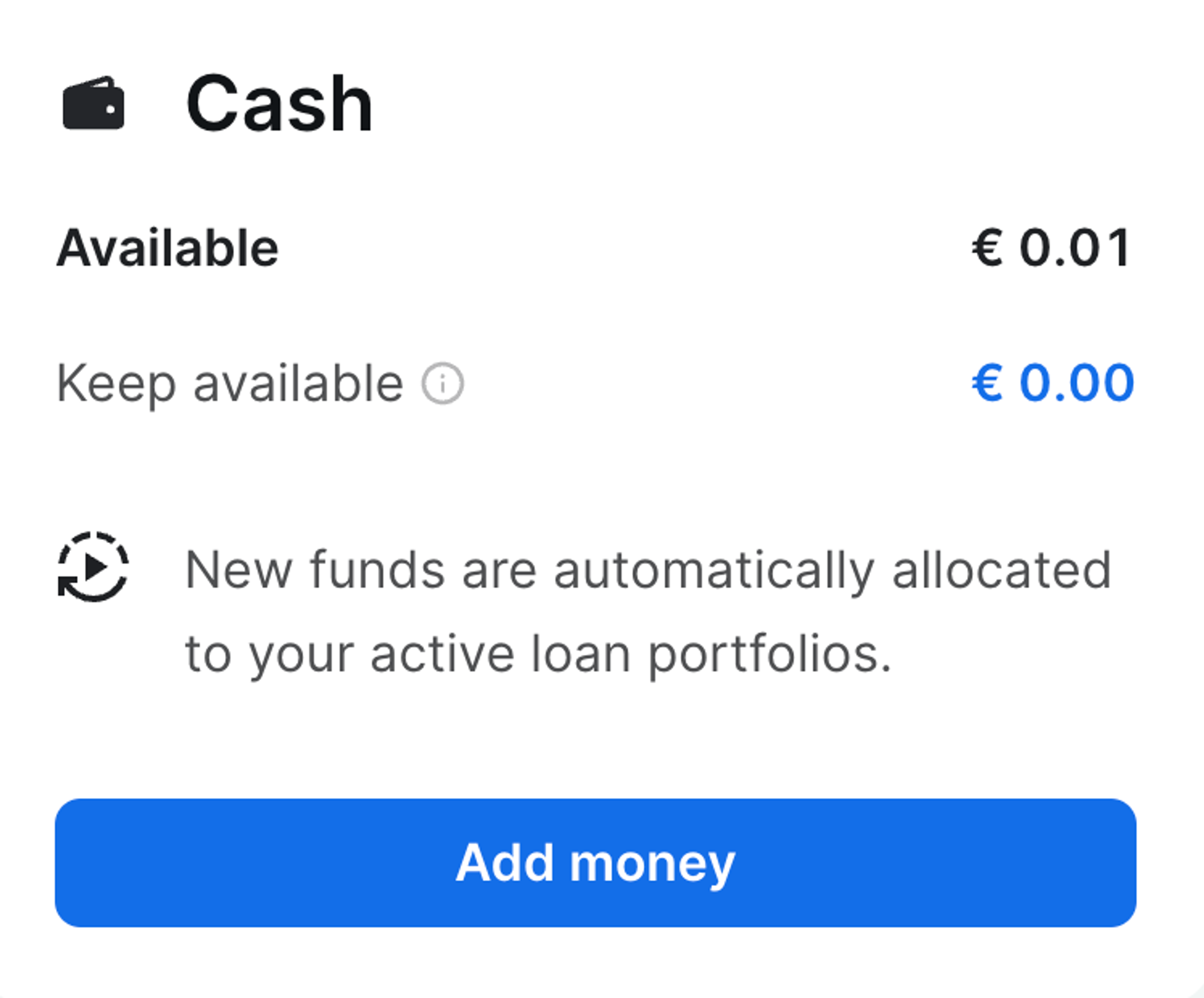 Adding money in Mintos