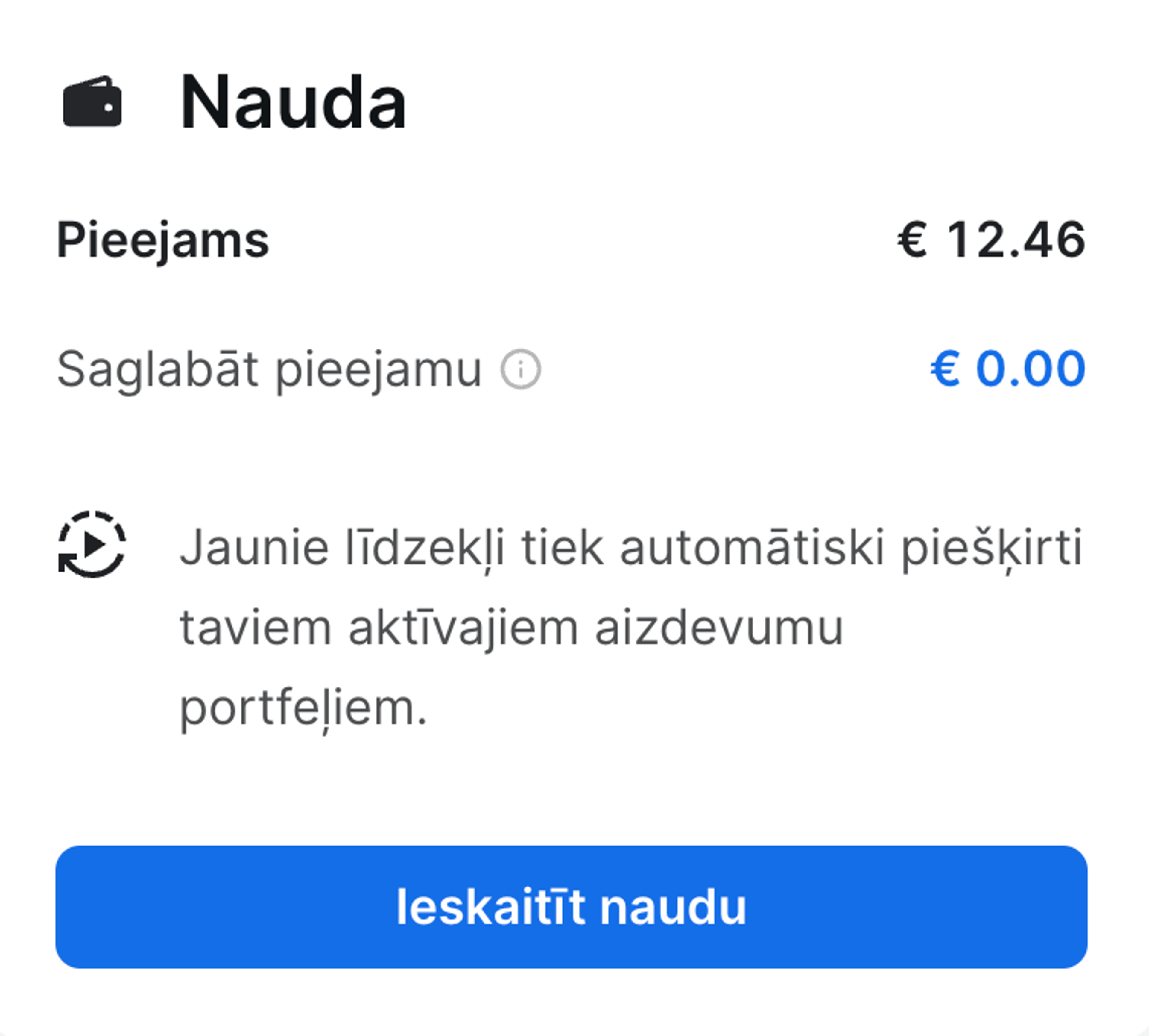 Pievienot naudu Mintos platformā