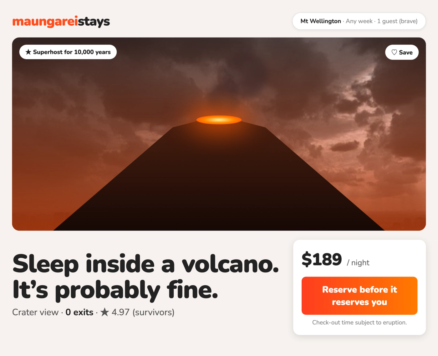 Maungarei Stays: sleep inside a volcano. It’s probably fine.