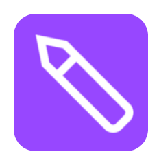 Purple app icon with a white pencil