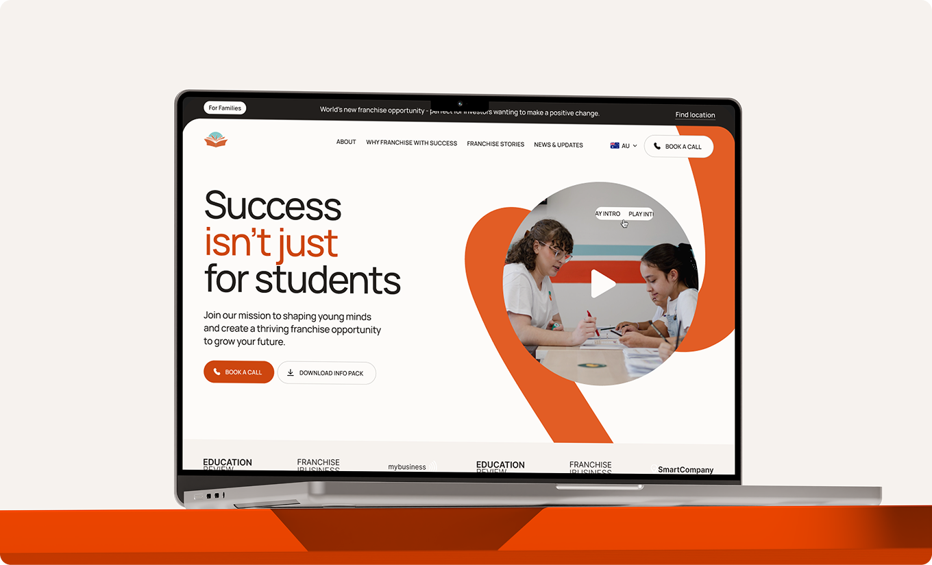 Success Tutoring Franchise Home page mockup