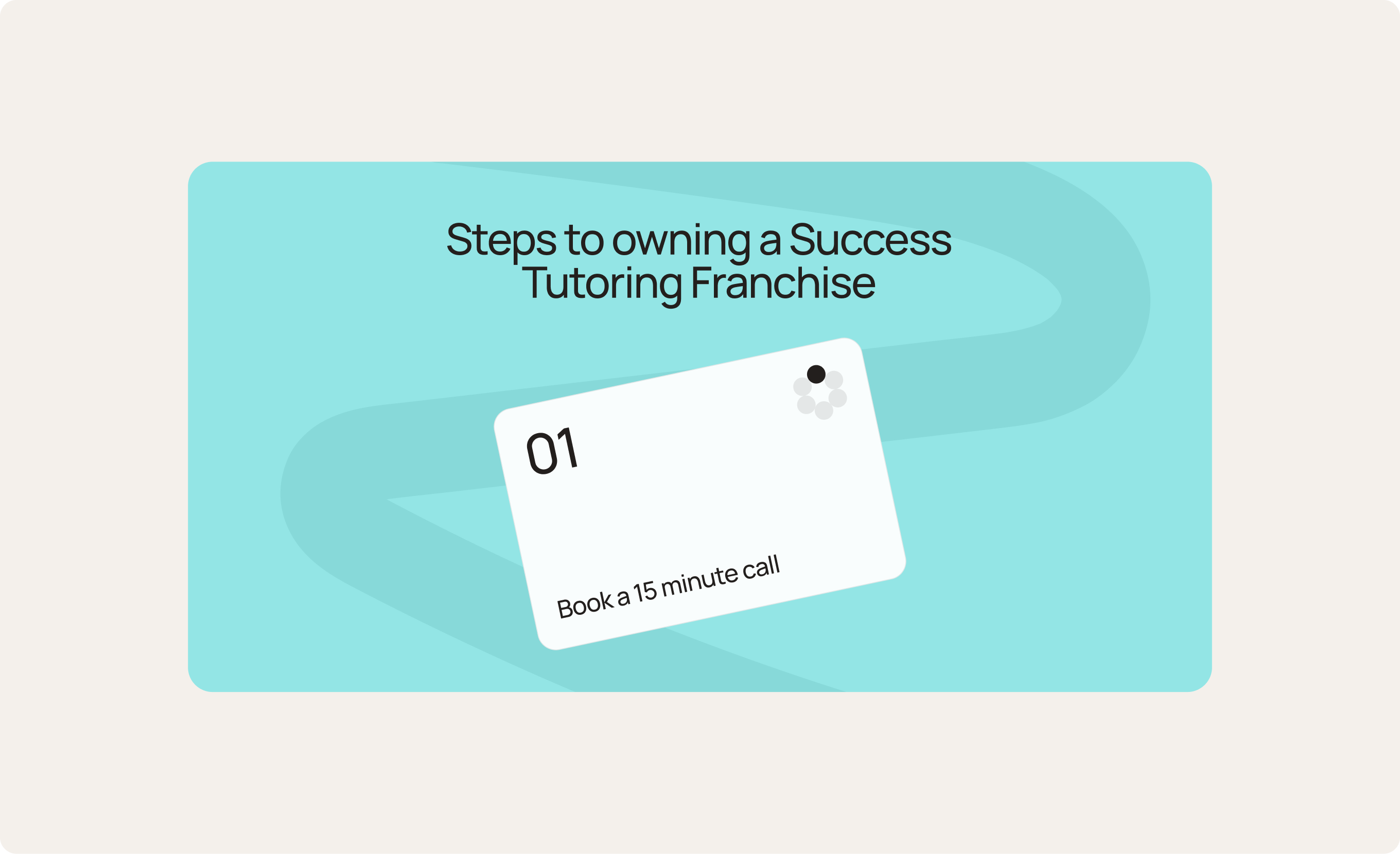 'Steps to owning a Success Tutoring Franchise' process card, step 01: Book a 15 minute call