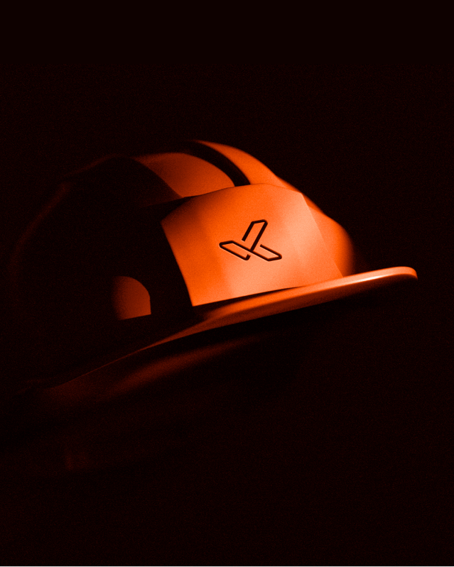 Konceptual branded hard hat photograph