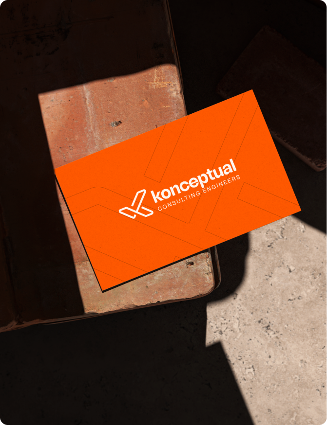 Konceptual branded business card mockup in orange
