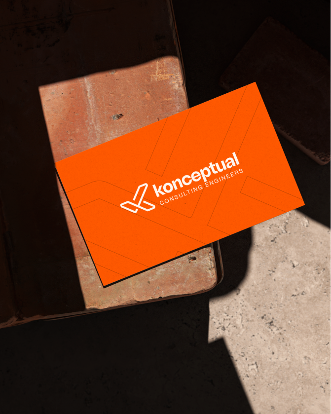 Konceptual branded business card mockup in orange