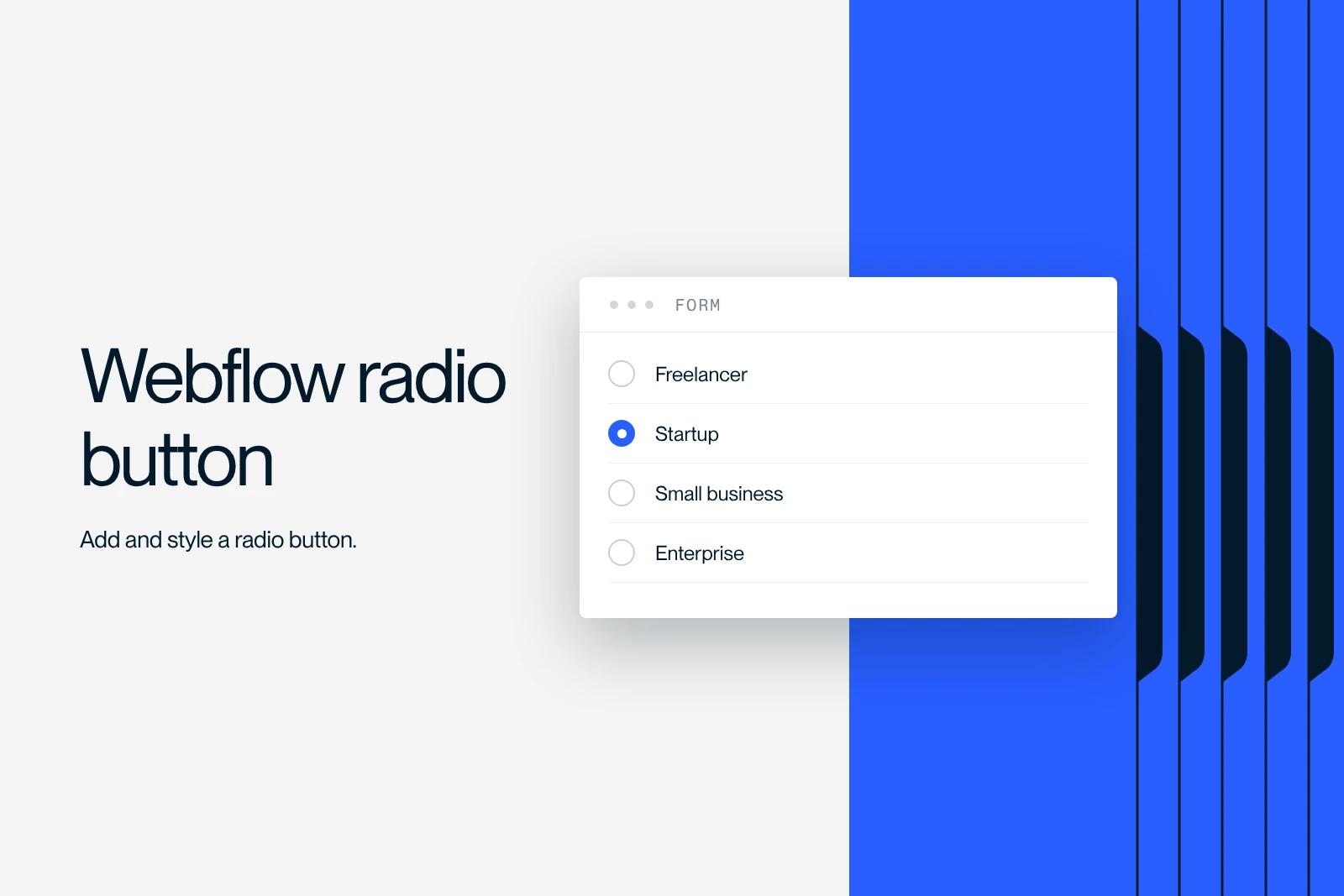 Synqro thumbnail: a Webflow form with custom radio buttons