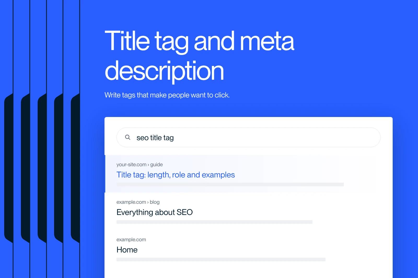 Synqro thumbnail: a Google results page where a clear title tag stands out from vague titles