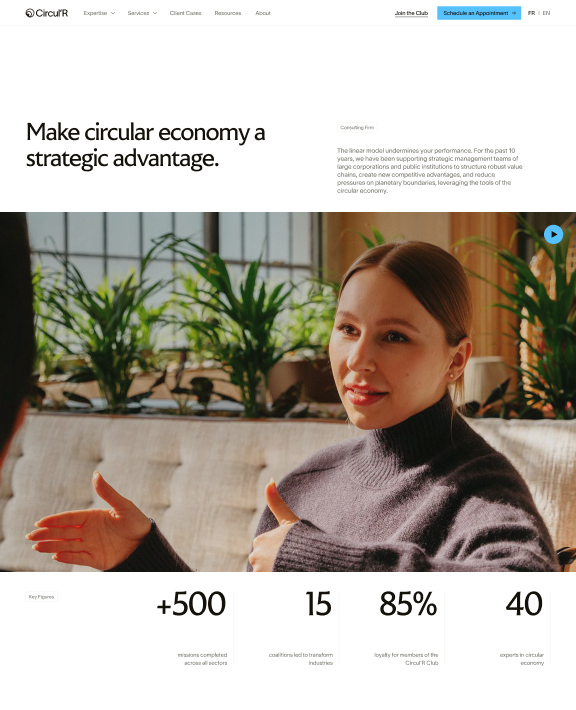 Circul’R website: the home page