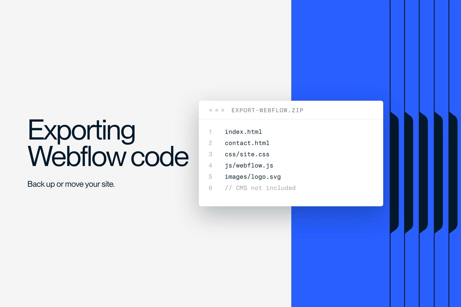 Synqro thumbnail: the contents of a Webflow code export, without the CMS