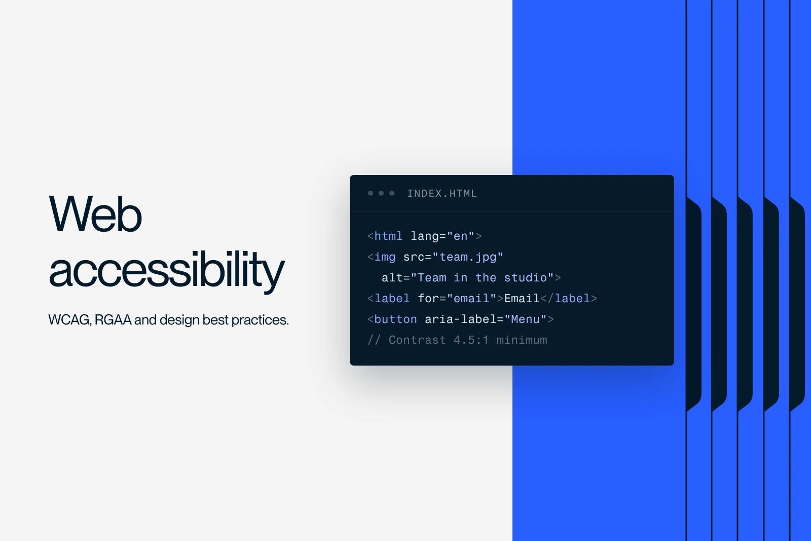 Synqro thumbnail: accessible HTML code with language, alt text, label and aria-label