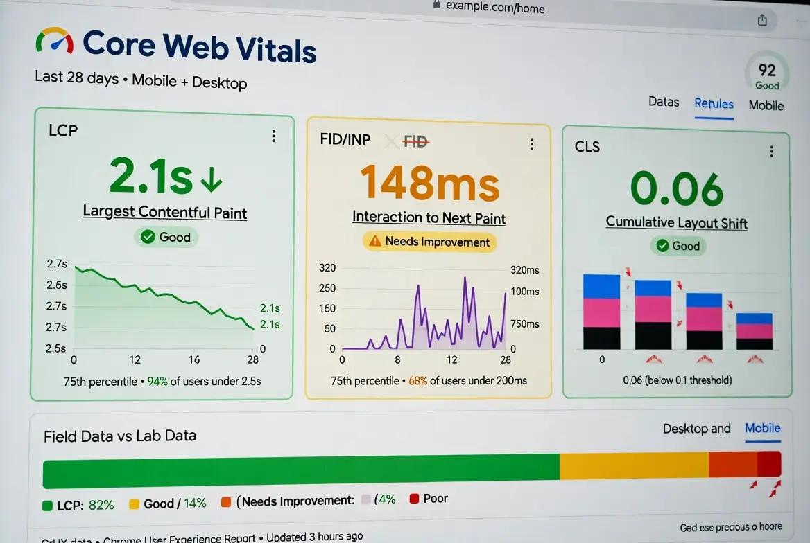 l'aspect performance et core web vitals d'un site