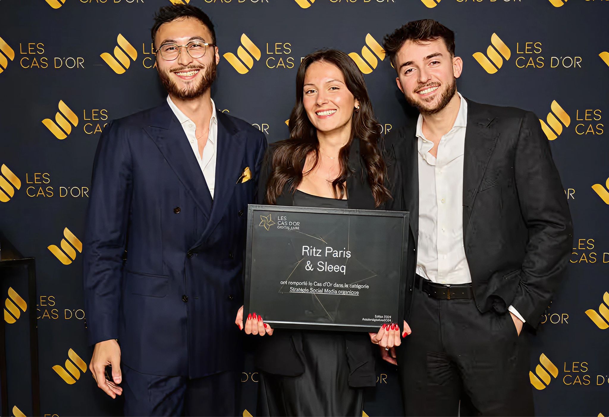 The Sleeq team with their award at Les Cas d’Or