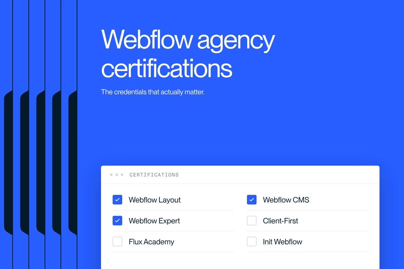 Synqro thumbnail: the list of official and external Webflow certifications