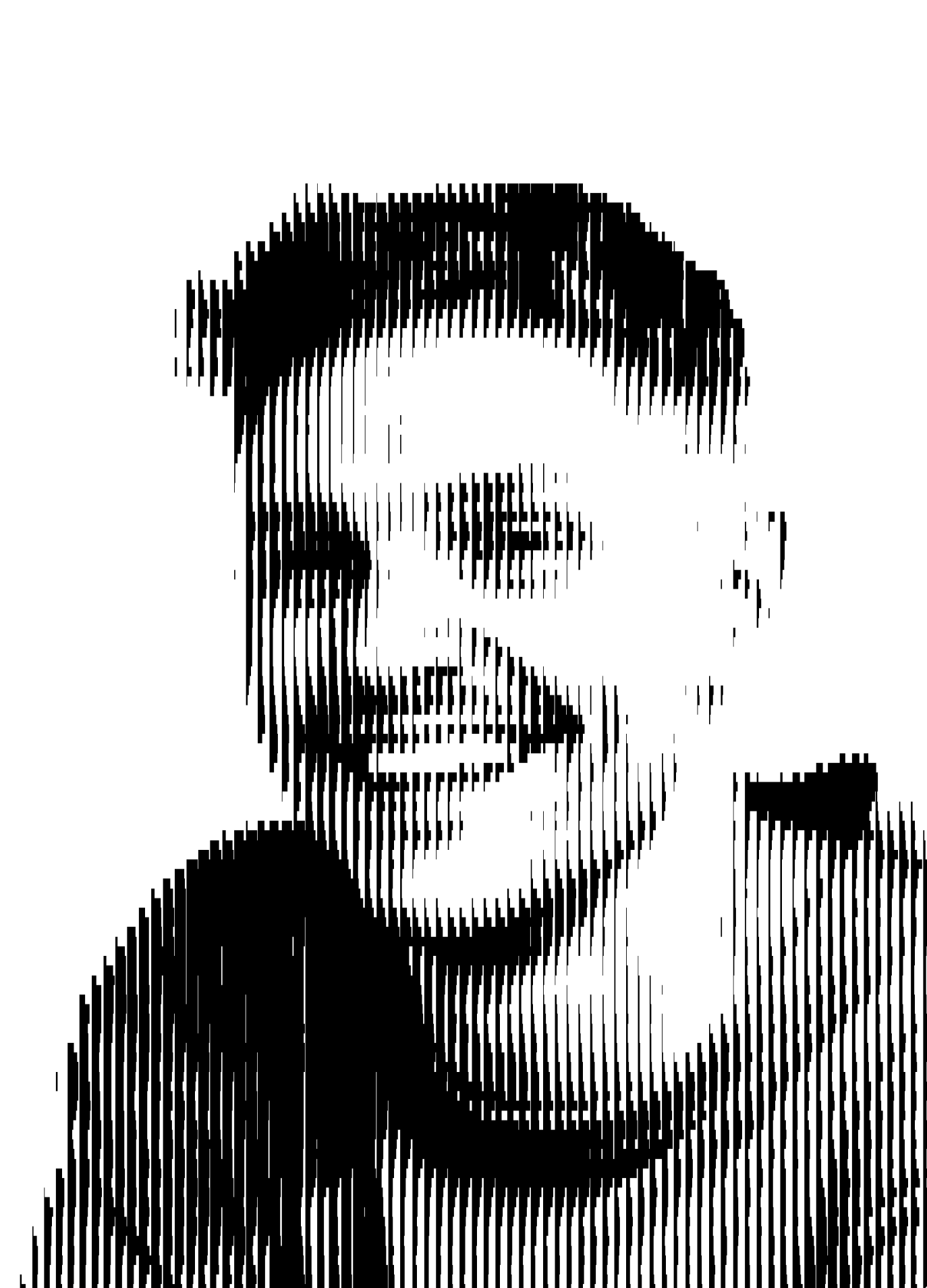 Halftone line portrait of a smiling man