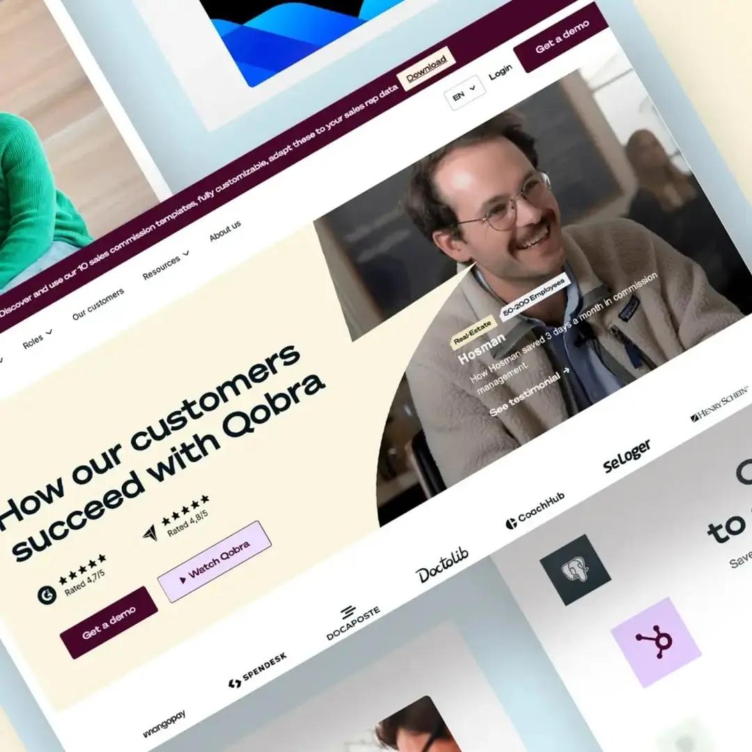 Exemple de site vitrine Webflow : site de Qobra réalisé par Synqro