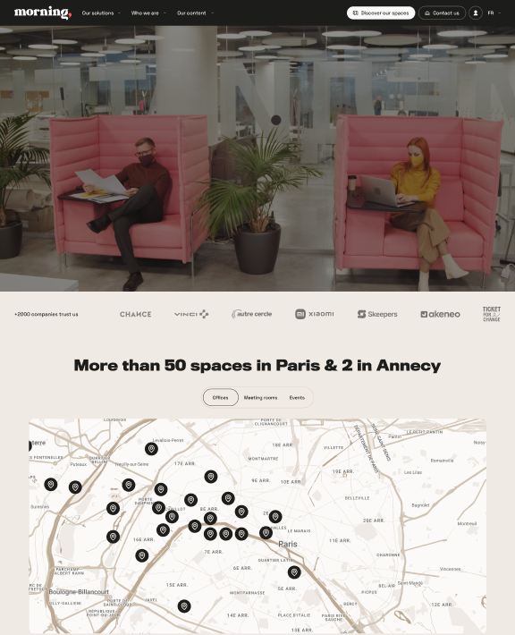Morning website: the home page