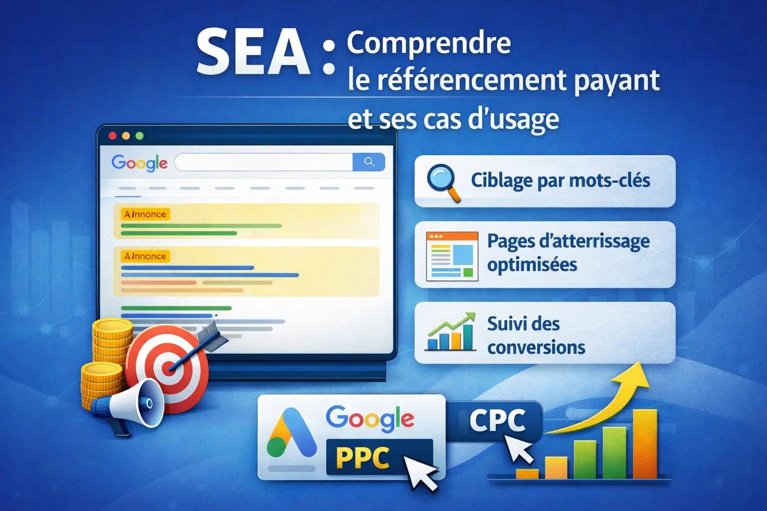 Annonces Google Ads dans une page de résultats : référencement payant SEA
