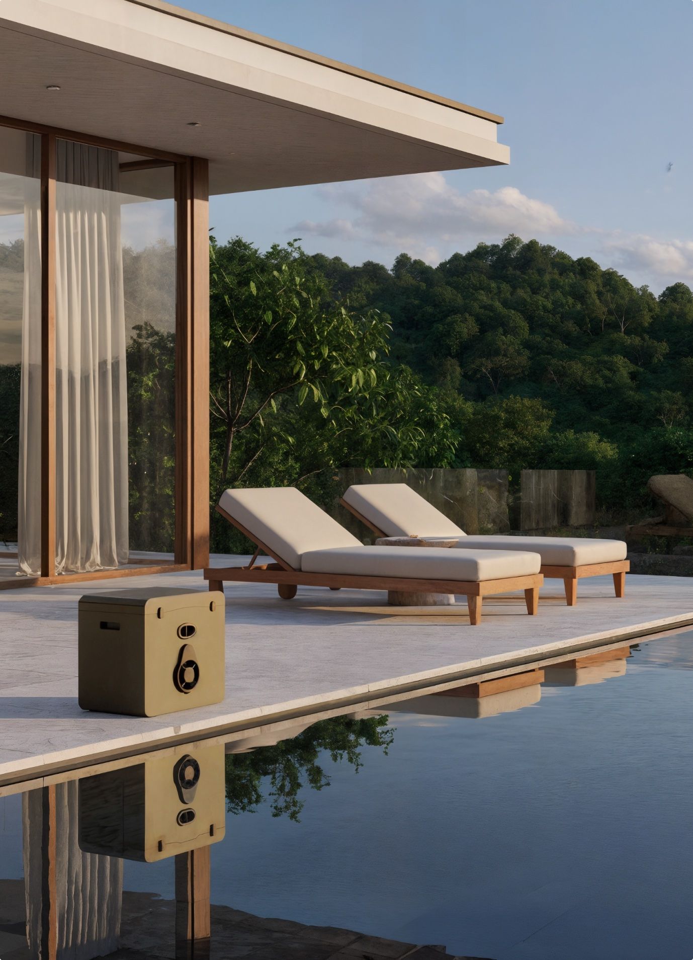 GRéco station beside a pool on a villa terrace