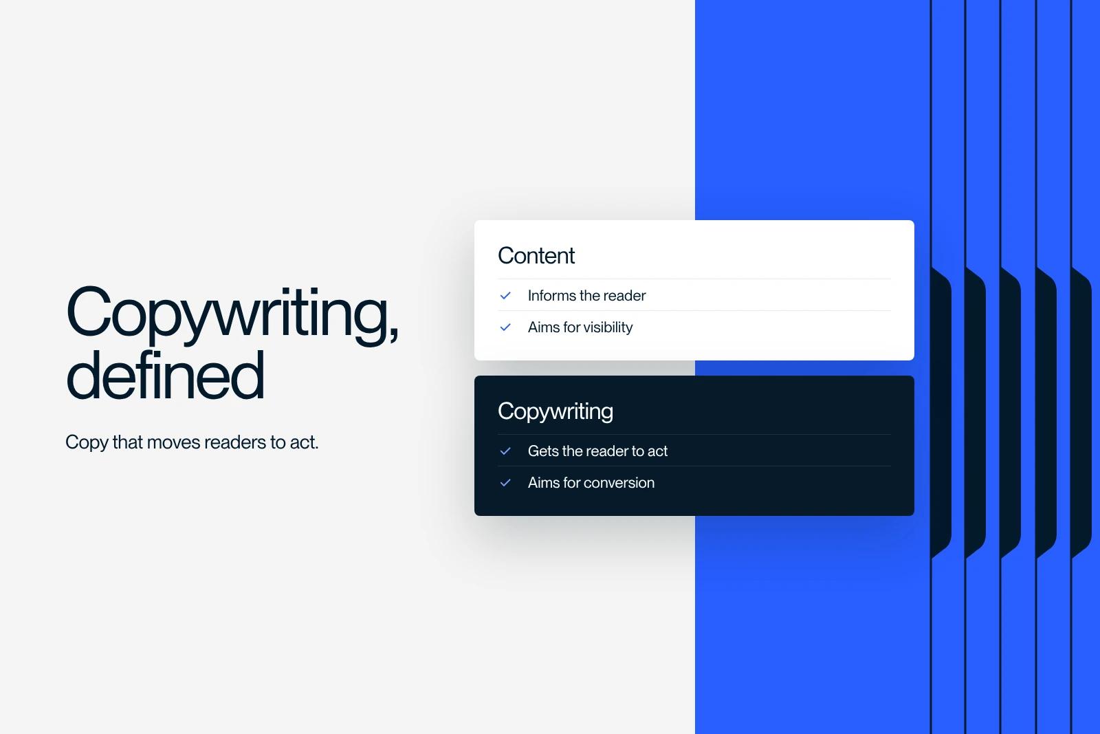 Synqro thumbnail: comparison between copywriting that drives action and content that informs