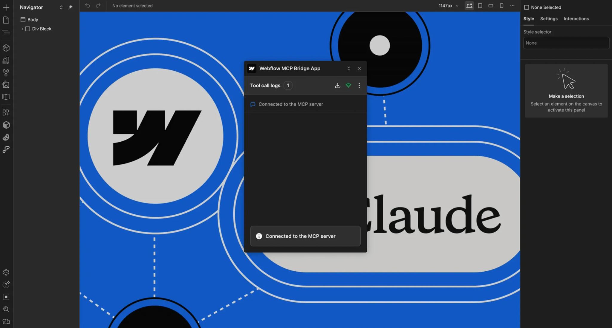 Fonctionnement du serveur MCP de Webflow entre un assistant IA et un site