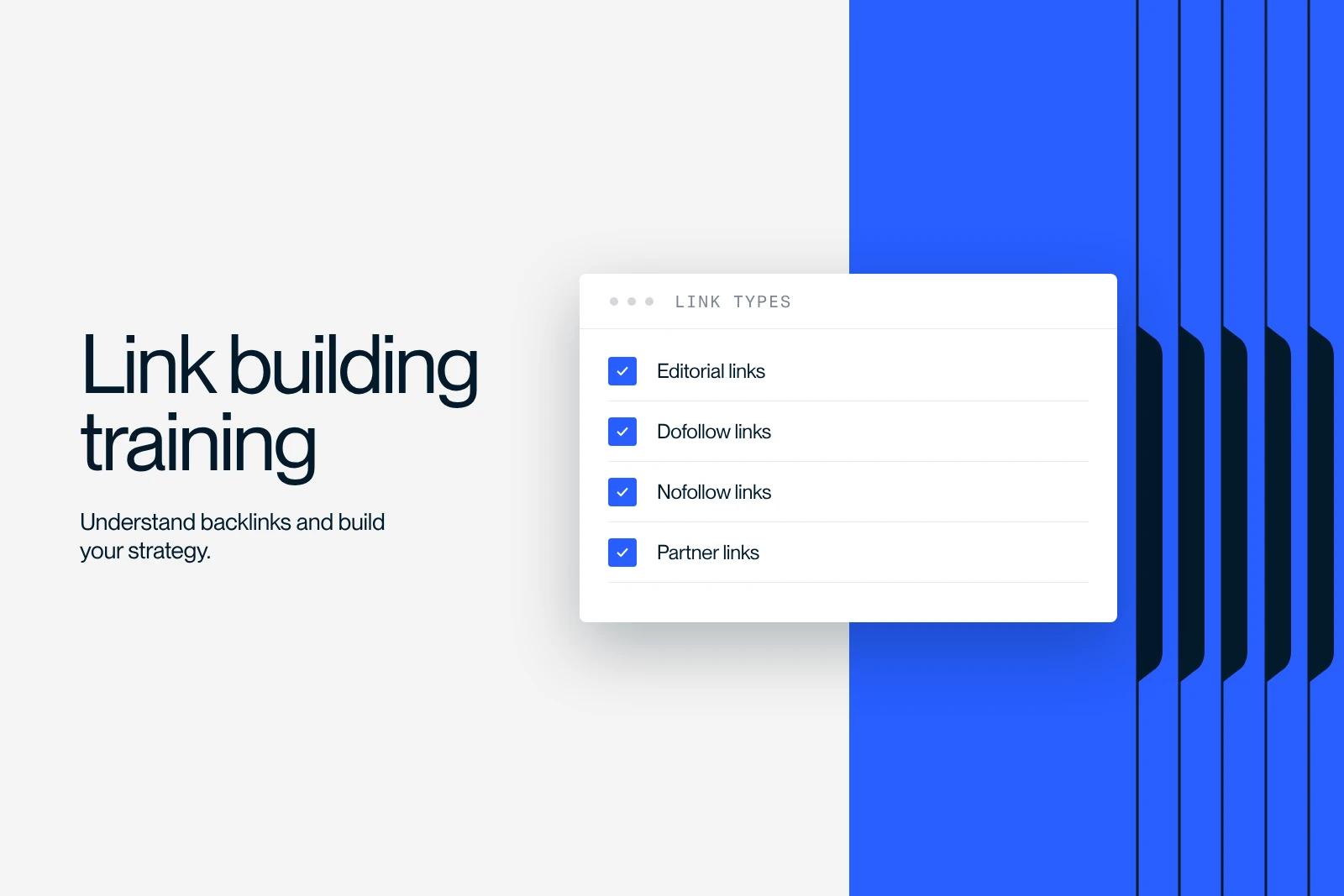 Synqro thumbnail: the types of links to know in link building, editorial, dofollow, nofollow and partner links