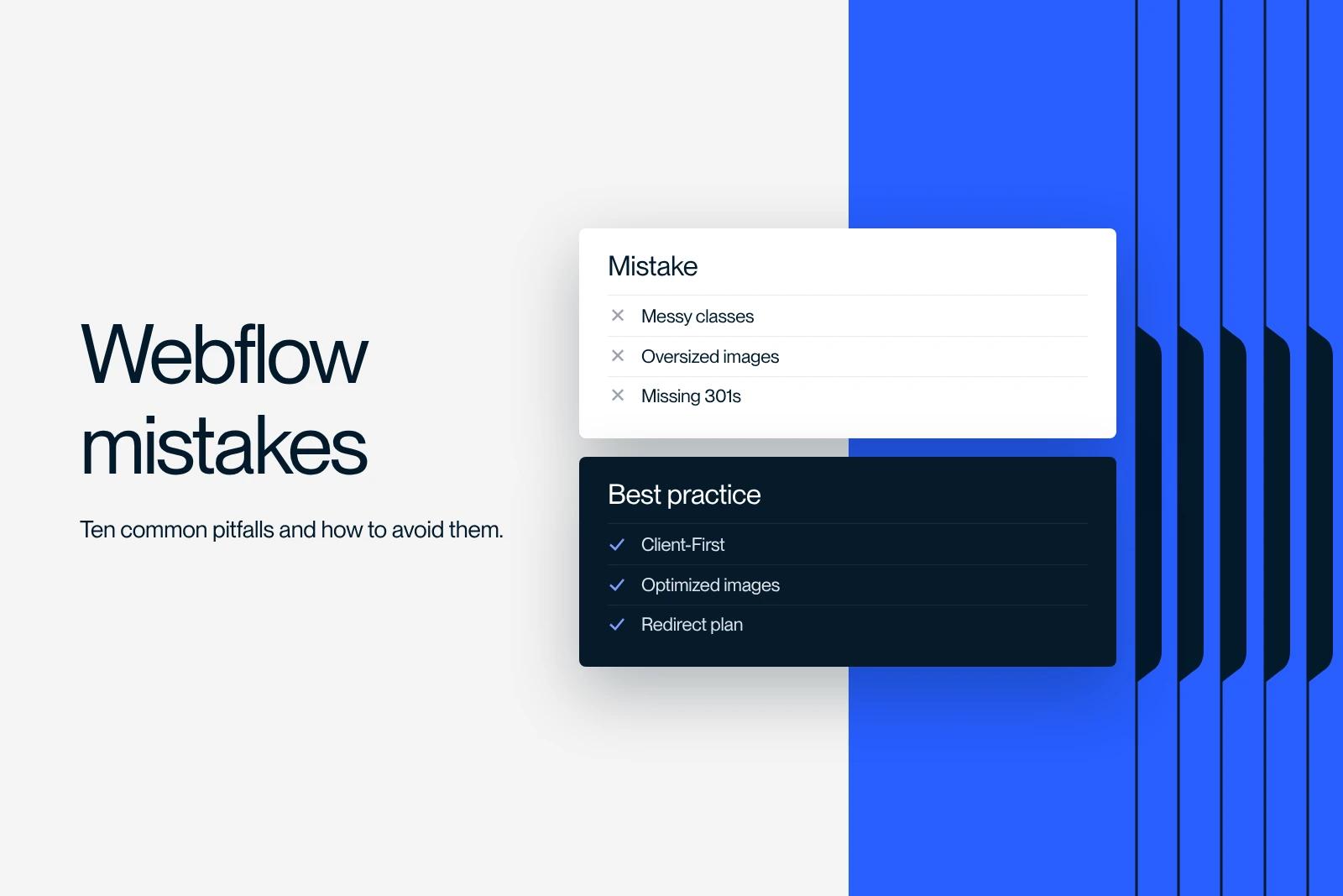 Synqro thumbnail: Webflow website mistakes set against best practices