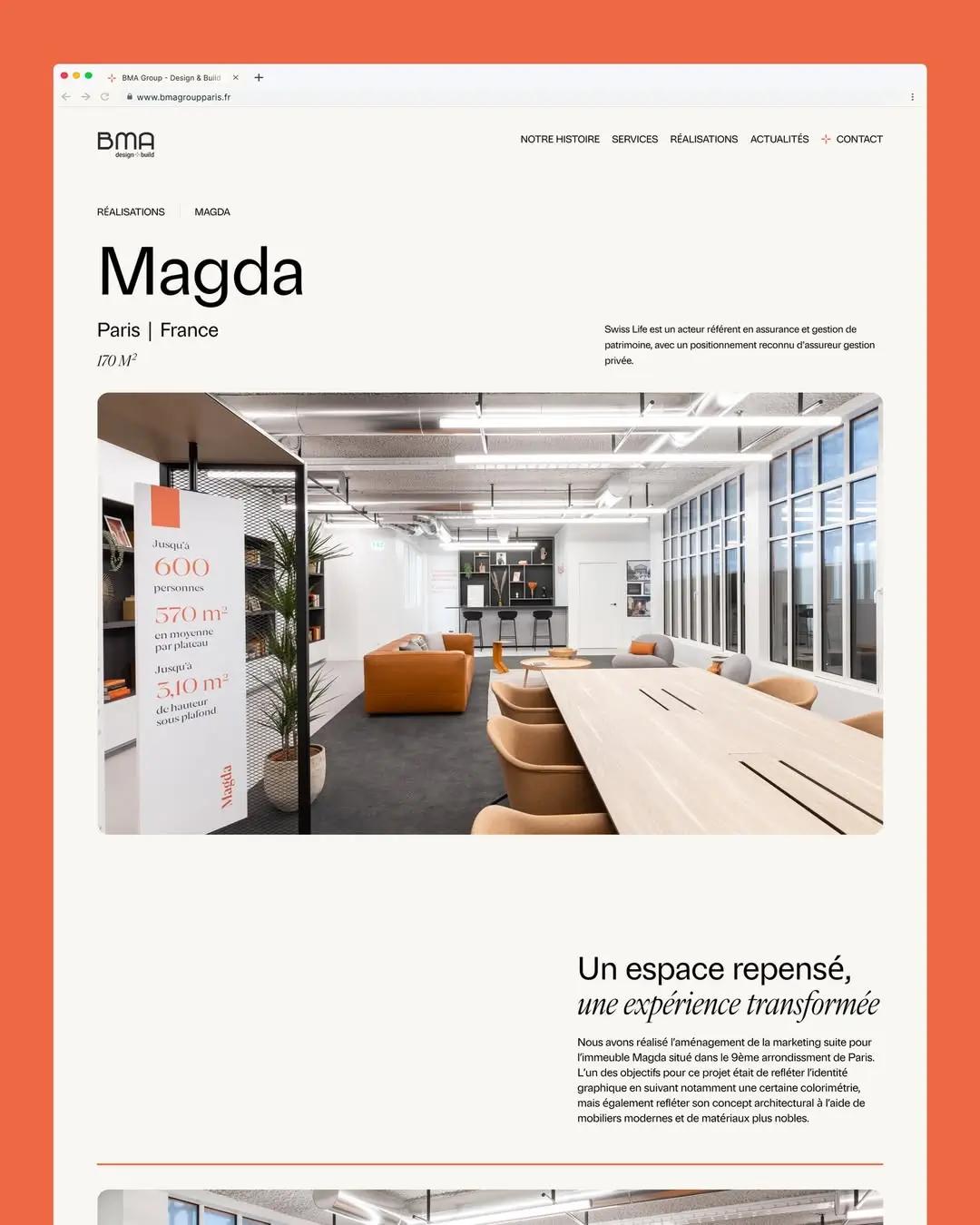 Exemple de site vitrine Webflow : site de BMA Group Paris